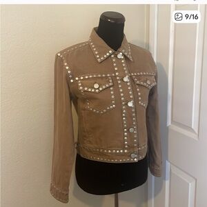 New Blanknyc Silver Studded Brown Denim Jean Jacket